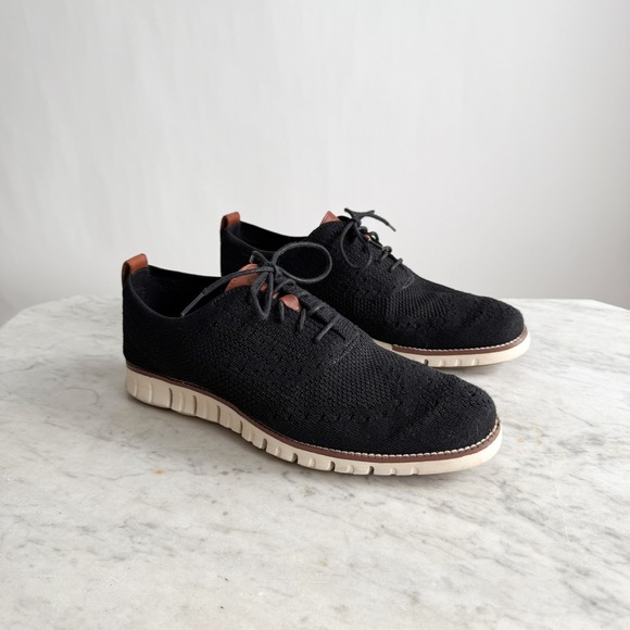 Cole Haan ZeroGrand Stitchlite Oxfords black wingtip mens size‎ 9.5 - Picture 1 of 6